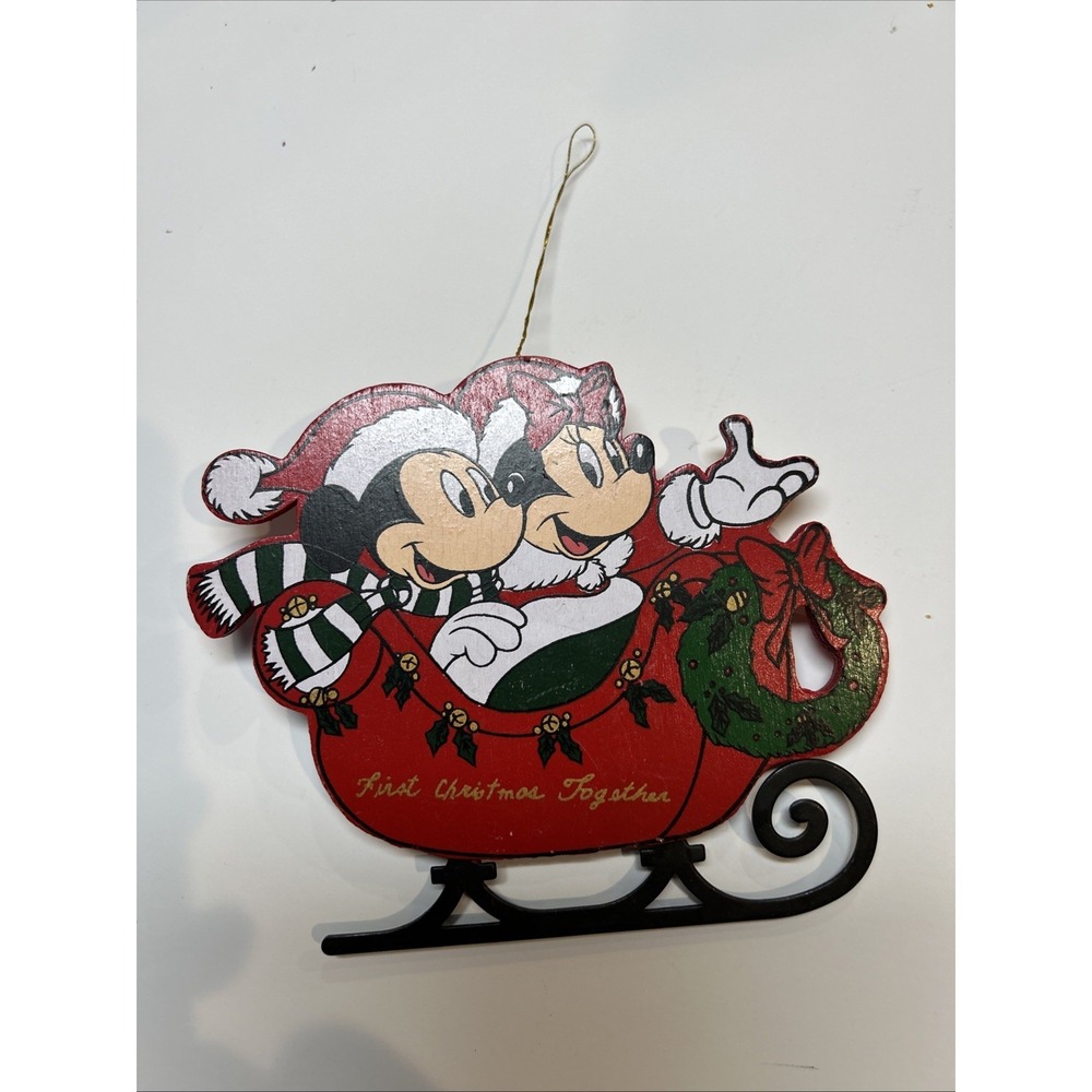 Vintage Walt Disney Co Mickey Minnie Mouse "First Christmas Together" Ornament